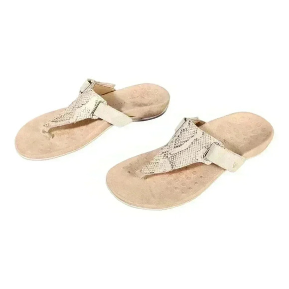 Vionic Sandals Wanda Thong Bone Beige Women's 9 Leather Snake 41 - Picture 3 of 8